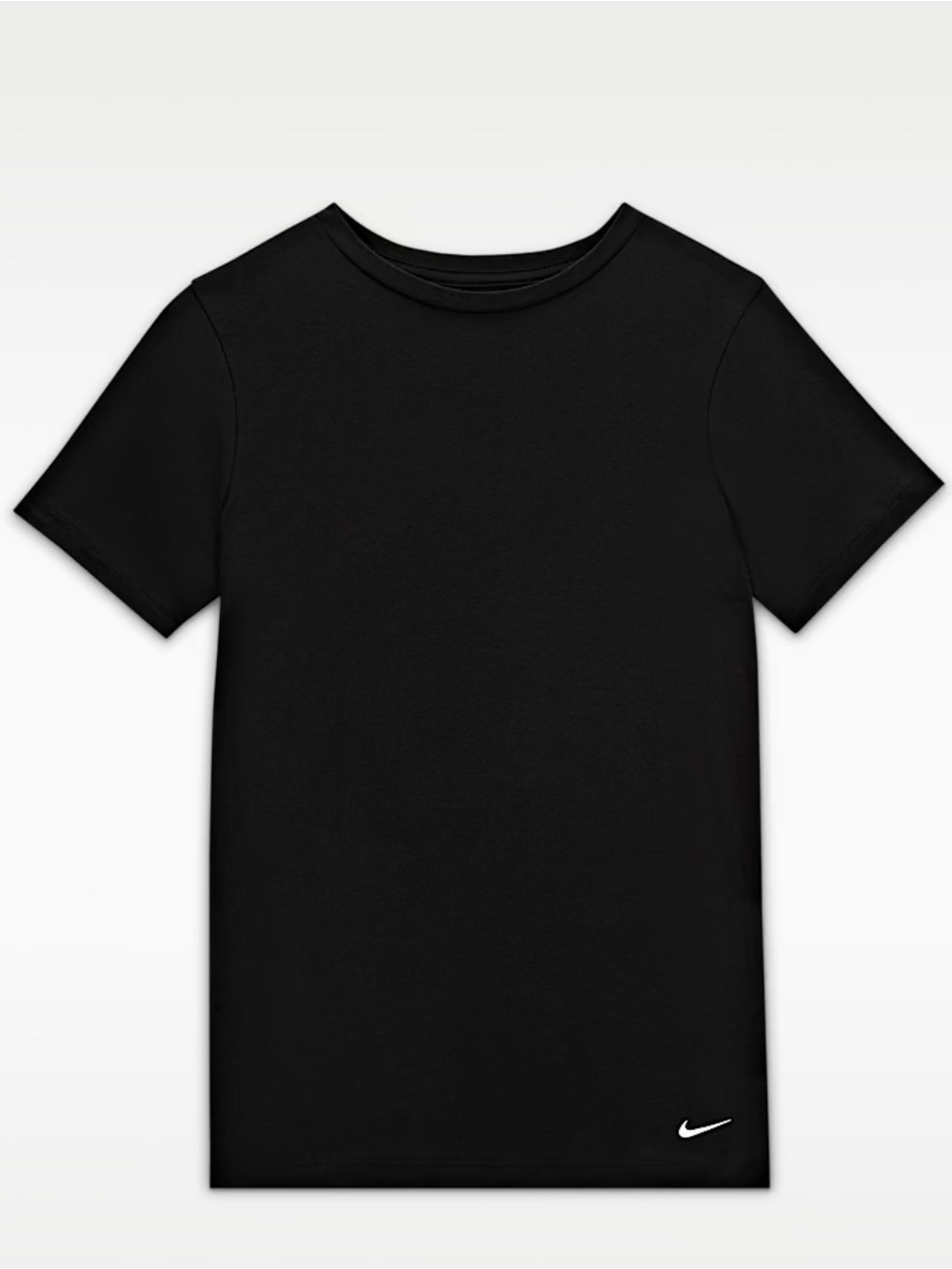 Nike Black Crewneck Kids' Short-Sleeve Tee with White Swoosh